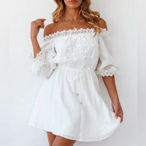 NWT Simplee White Lace Off Shoulder Dress S